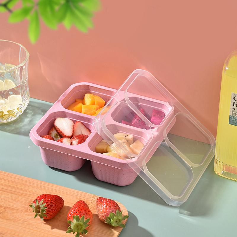 4 Grid Snack Containers Reusable Meal Prep Lunch Containers Portable For Kids And Adults Home Snack Storage Bottles Kitchen Tool