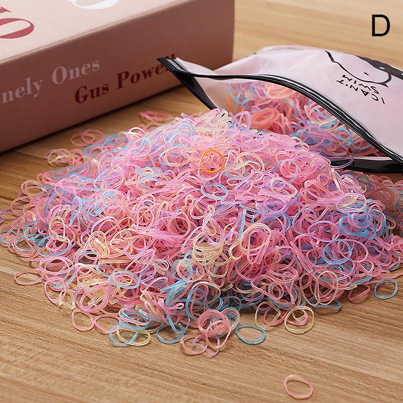 

1000 шт., разноцветные одноразовые резинки для девочек, эластичные резинки для волос, повязки на голову для детей, держатели для хвостиков, аксессуары для детей