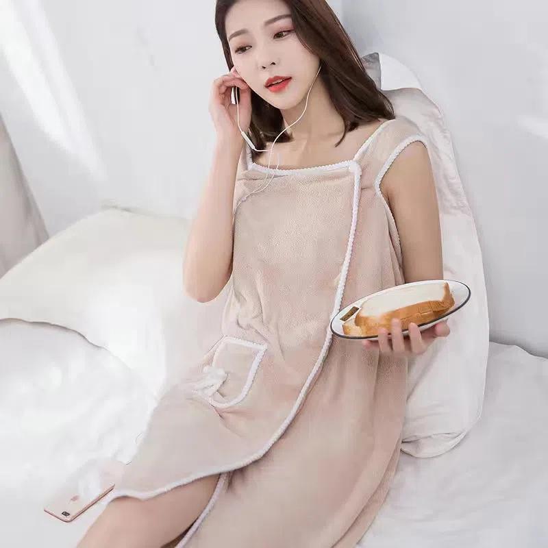 WTEMPO Wielofunkcyjny damski ręcznik podróżny, miękki, chłonny szlafrok, kieszeń na kokardę, sukienki kąpielowe, ręczniki plażowe