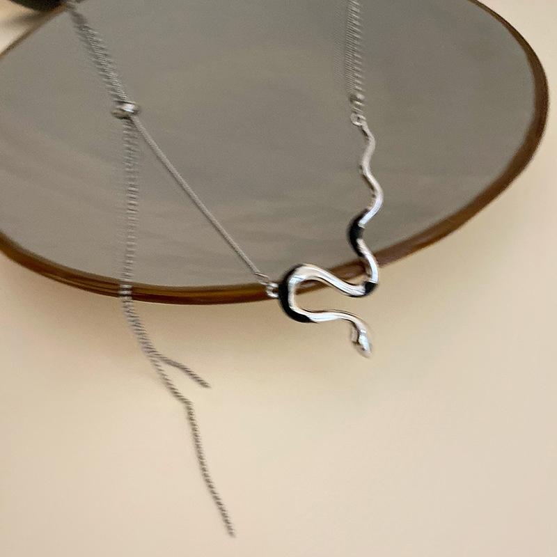Snake Pendant Double-layered Chain Necklace For Women Couple Trendy Personality Hip Hop Simple Birthday Jewelry Gifts CDN