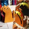Adorable Cat Shaped Tape Dispenser, Retro Wooden Tape Cutter, Brown, 3.42x2.36x1.18 Inch, Perfect for Desk, Office, Home, Gift Wrapping, Kids, and