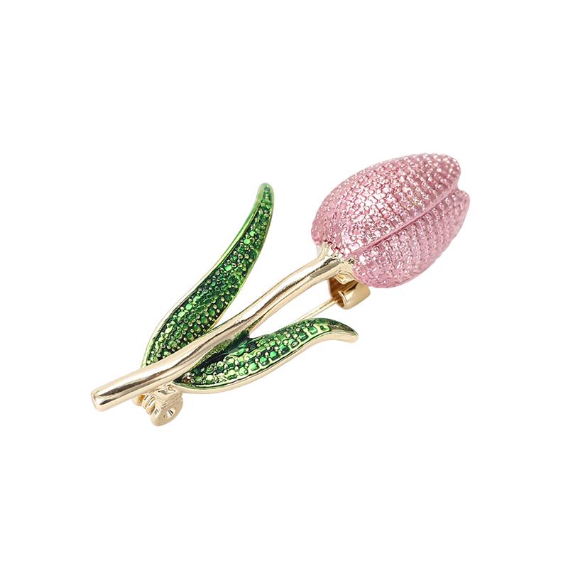 Women Tulip Enamel Flower Brooch Plant Style Pin for Jackets Sweater Wedding Party Accessories