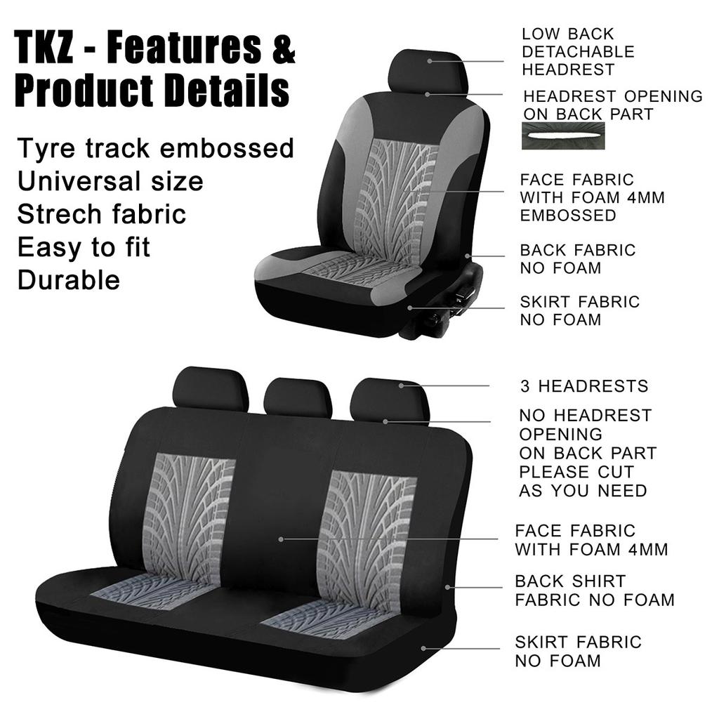 9PCS/Set Full Encirclement Universal Car Seat Cover Gecko Mesh Cloth Four Seasons Universal Car Seat Cover with Tire Track Styling Car Seat Protector