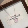 Cherry Blossom Pink Four-leaf Clover Necklace for Women Elegant and Sophisticated Collarbone Chain