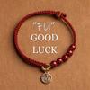 Handwoven Rope Imitation Cinnabar FU Pendant Bracelet for Women Lucky Red Chinese Knot Handmade Braided Bracelet Jewelry Gift