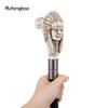 White Resin Feather Skull Head Walking Cane Fashion Decorative Steel Stick Gentleman Elegant Cosplay Cane Knob Crosier 97cm