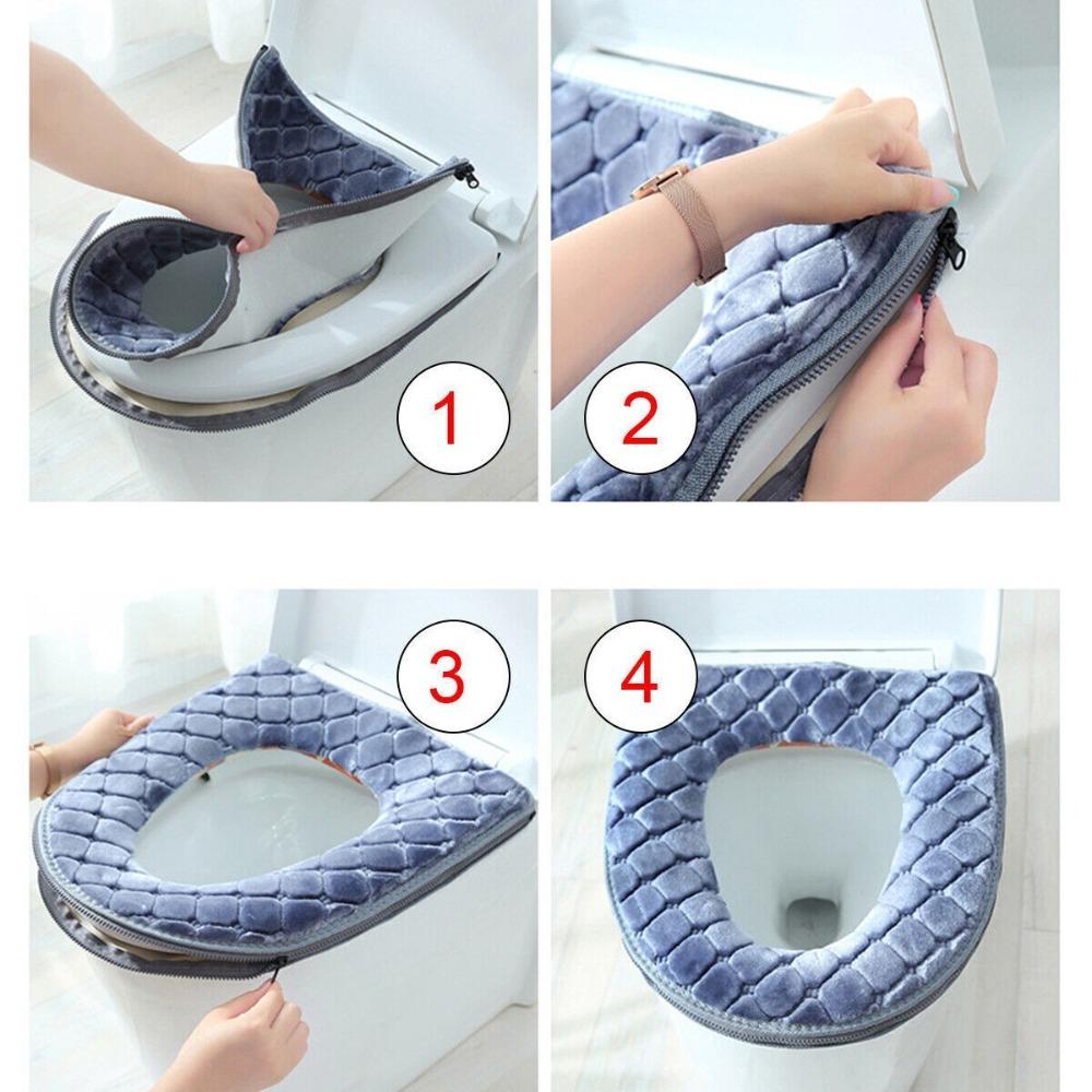 Winter Bathroom Toilet Seat Cover Washable Soft Thickening Warmer Pad Cushion Mat Closestool Comfort Pad Bathroom Accessories