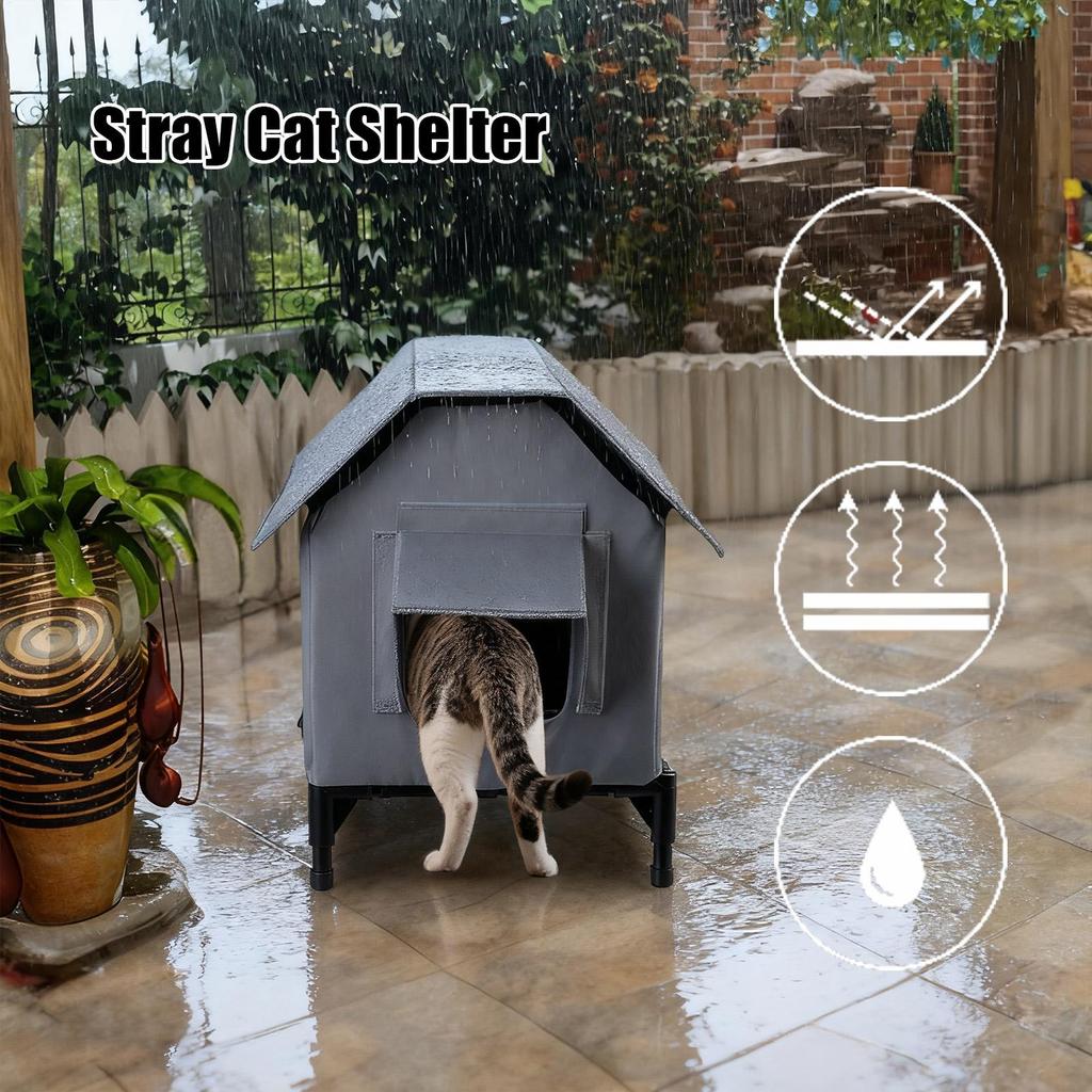 Stray Cat Shelter with a Base Stand Winter Wram Pet House Feral Cat Warm Shelter Tent for Kittens Puppies and Wildlife