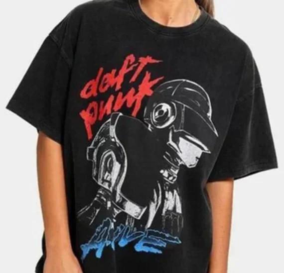 Vintage Daft Punk Band Short Sleeve Black All Size Shirt OM328 Unisex T-Shirt XXXXL
