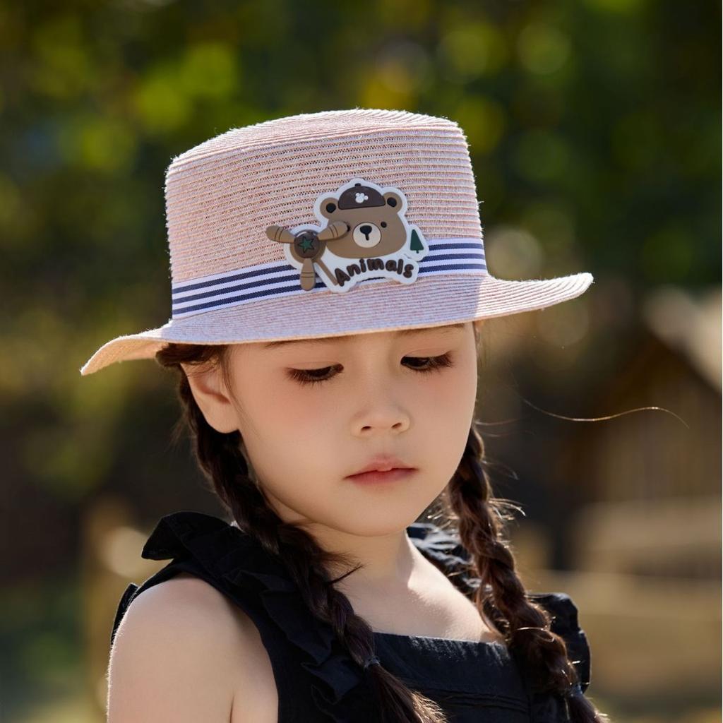 Cartoon Baby Sun Hat Cute Girl Sun Hat Travel Sun Hat Flat Edge Straw Hat Beach Hat