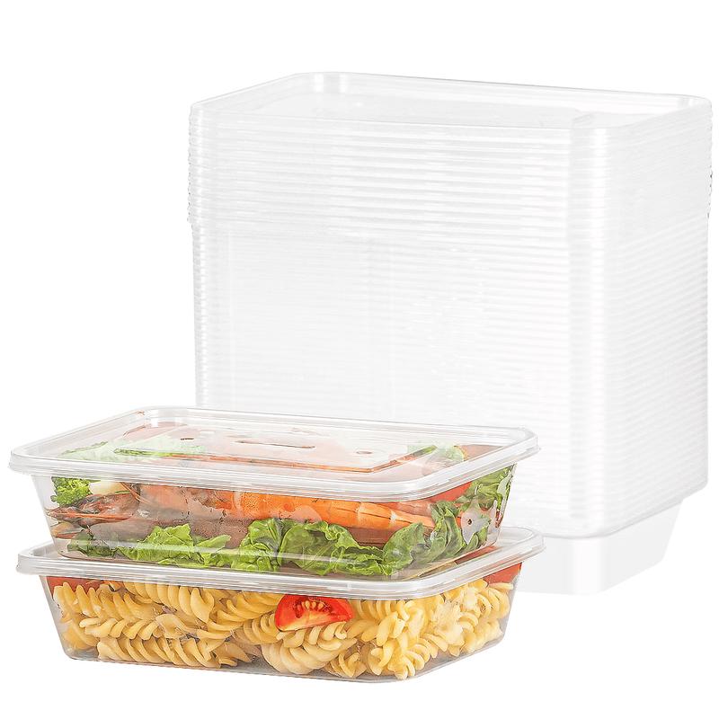 Temeiju Disposable Plastic Lunch Boxes with Lids