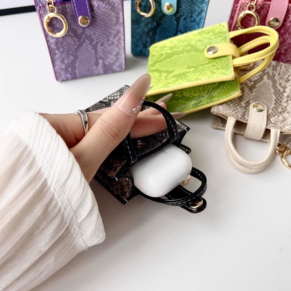 Light Luxury Trend Brand Serpentine Crossbody Lanyard Handbag Leather Wireless Bluetooth Headphone Cover for Airpods 4 3 2 1 Pro 1 2 Shockproof Case