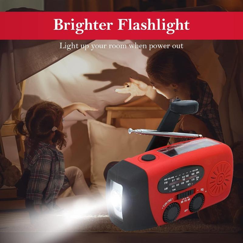 For Emergency Camping Outdoor Hand Crank NOAA Weather Radio AM/FM 2000mAh Power Bank LED Flashlight Solar USB Charged Waterproof