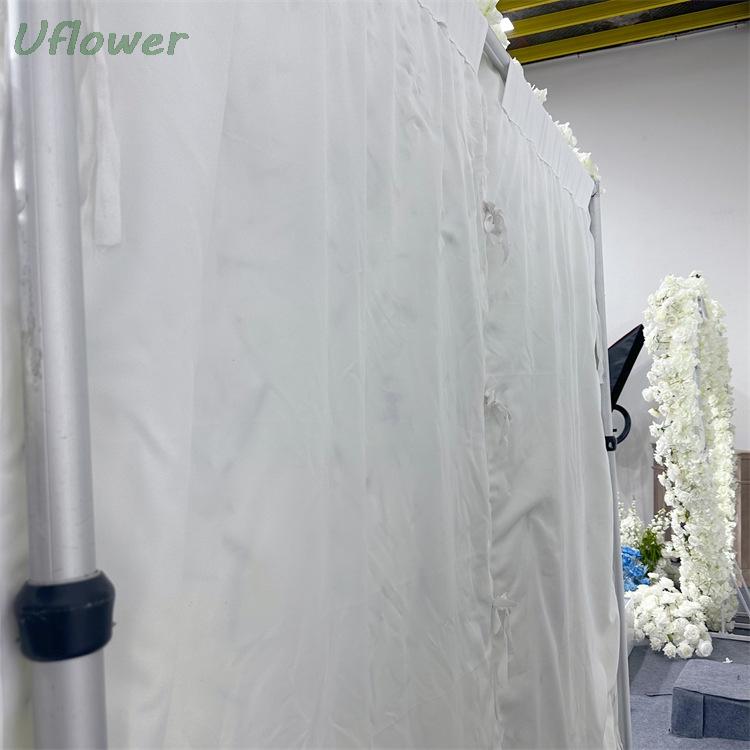 Uflower 5D White & Green Artificial Flowers Wall Roll-Up Burgundy Floral Wedding Curtain Decorative Event Backdrop