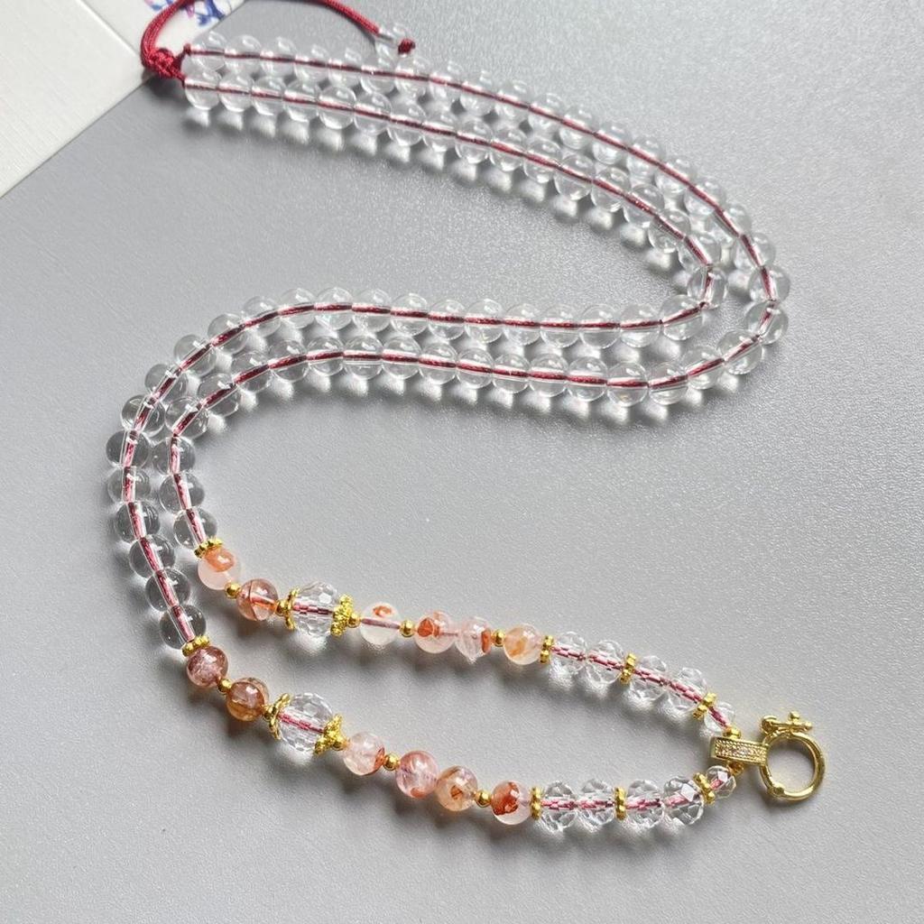 Adjustable Thailand Buddha Amulet Necklace with Crystal Beads, Gutta Percha, Thangka Pendant & Quick Release Buckle