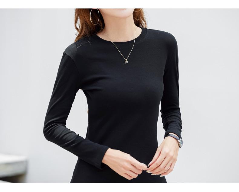 Women's Korean Slim Fit Long Sleeve Round Neck T-Shirt - Autumn Style