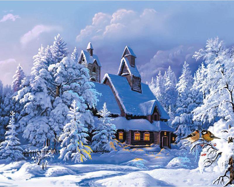 Full Square Round Diamond Embroidery Ocean Northern Lights Snow Landscape Cross Stitch Diamond Painting Animal Full Square New Arrival Home Decoration