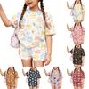 Kids Casual Short Sleeve Shirt and Shorts Set Animal Print Two Piece Outfit Lightweight Comfortable Summer Wear for Boys and Girls
