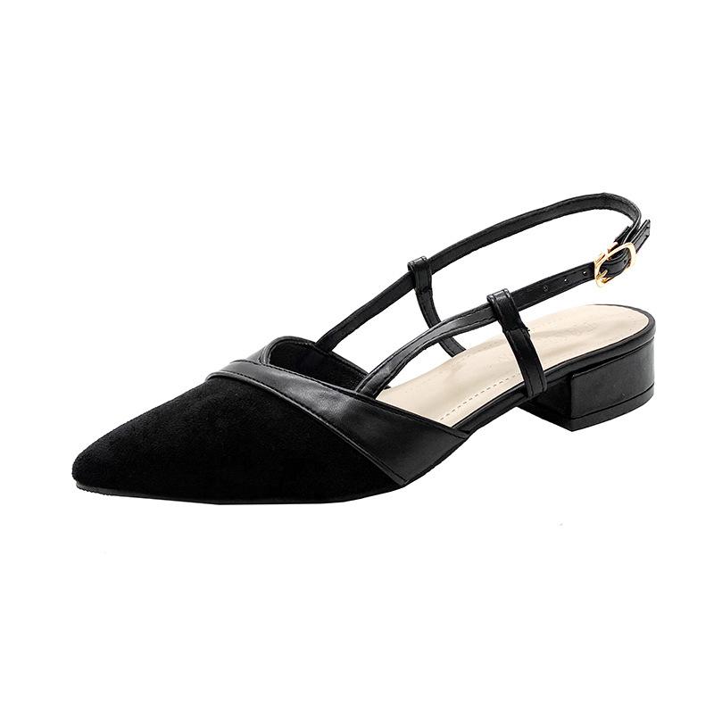 

Gentle temperament pleated Korean version pointed leather high heels 2025 summer new outer wear microfiber empty sandals women 41