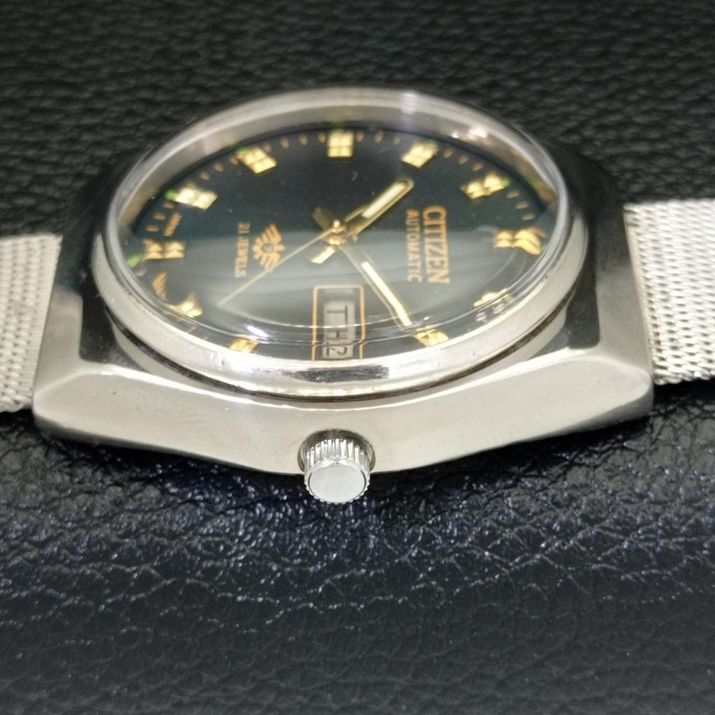 GEBRAUCHTE VINTAGE CITIZEN AUTOMATIC 8200 JAPAN HERRENUHR MIT BLAUEM ZIFFERBLATT a434851-2 R123-a434851