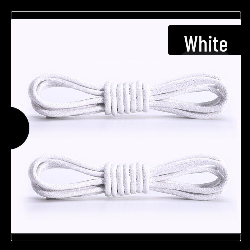 Waxed Shoelaces: Thin 0.25cm Round for Leather Shoes & Martin Boots - Black, White, Brown (One Pair)