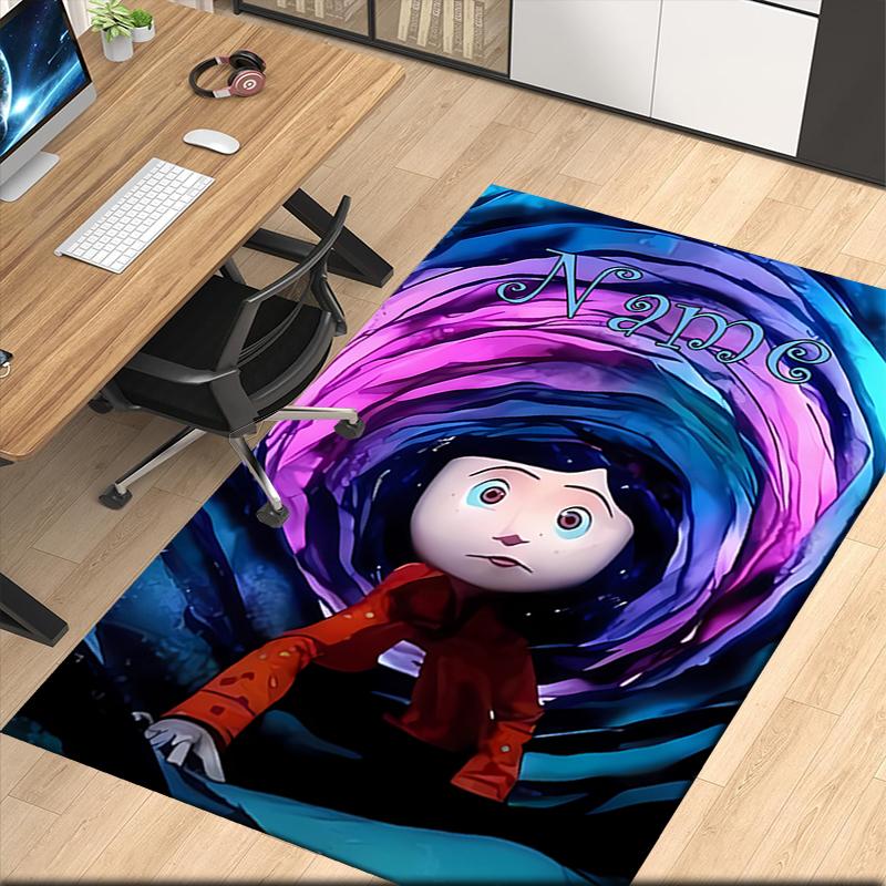 Custom Name Coraline Printed Carpet, for Office Chair Living Room Bedroom Kitchen Room Decor Gifts.