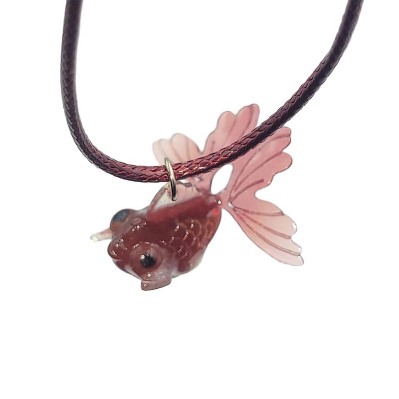 Y2K Resin Goldfish Pendant Necklace for Women Fashion Egirl Punk Clavicle Chain Fashion Jewelry Valentines Day Gifts