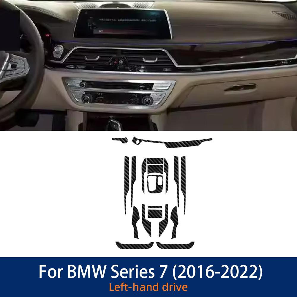 Carbon Fiber Style Interior Sticker for BMW G11 G12 Series 7 2016-2022 Center Console Anti Scratch Film