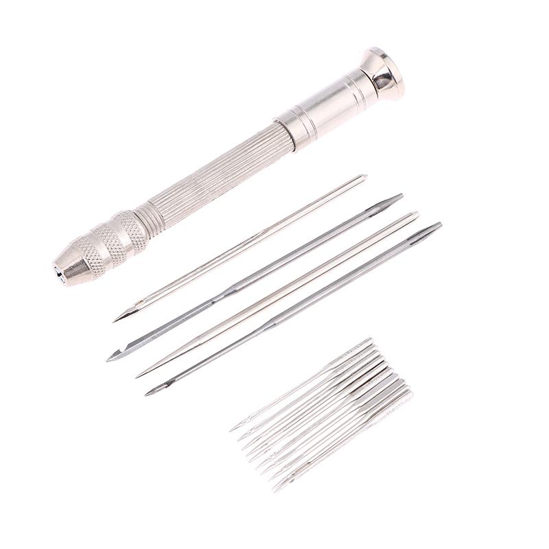 Leather Sewing Awl Repair Kit Replaceable Punch Stitching Needles With Awl Handle For Shoes Stitching Diy Leathercraft