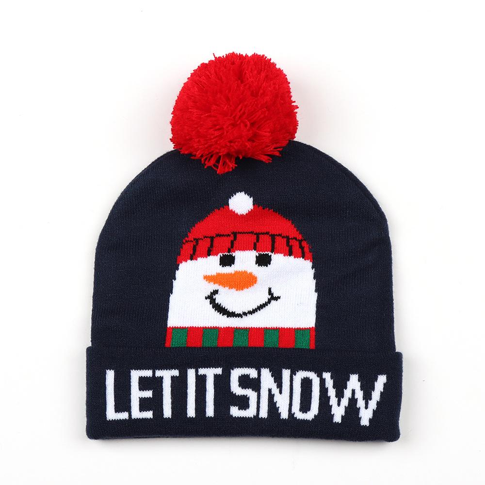 Праздничная вязаная шапка с помпоном из жаккардовой пряжи - Теплая шерстяная шапка унисекс для осени/зимы One Size