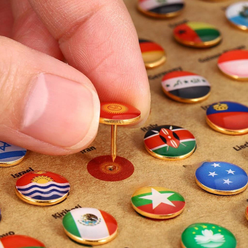 291 Pieces National Flag Thumb Tacks with Country Map Christmas Gifts