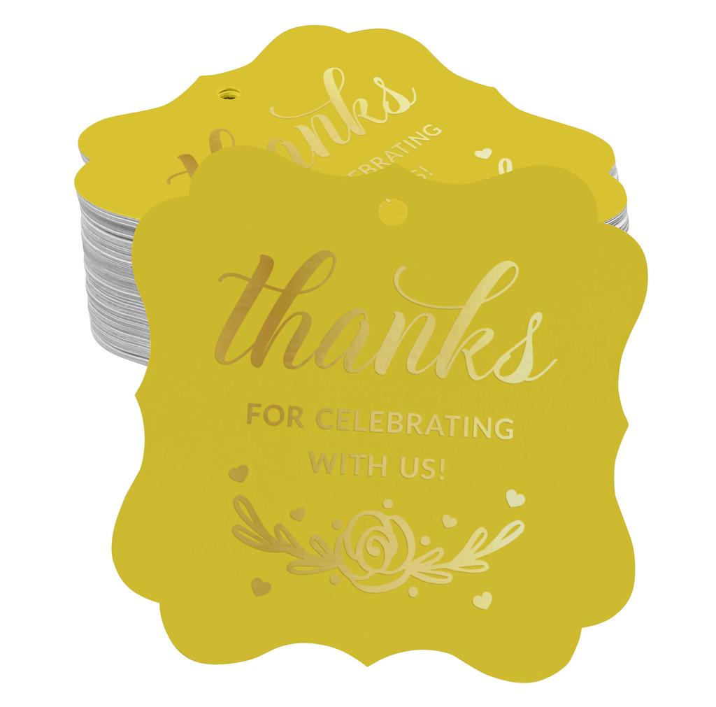 Inkdotpot Real Gold Foil Thanks For Celebrating With Us Bridal Shower-Baby Shower-Retirement-Wedding-Birthday Tags