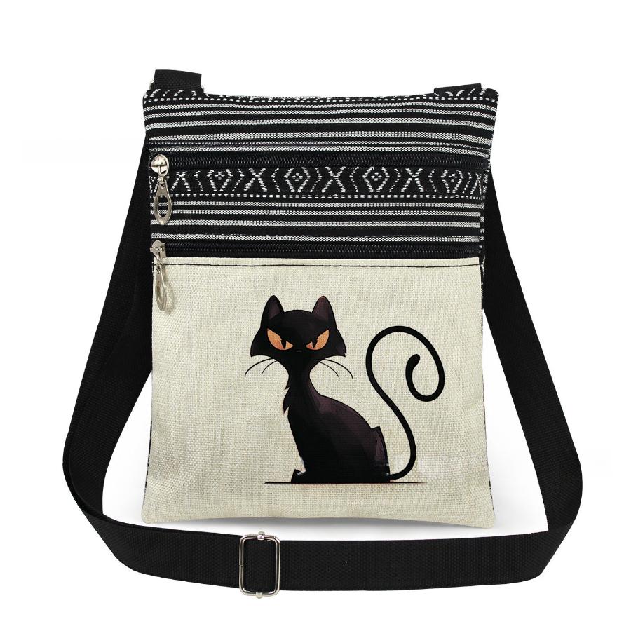 1PC Cat Print Tote Bags Women Shoulder Handbags Postman Package 6960