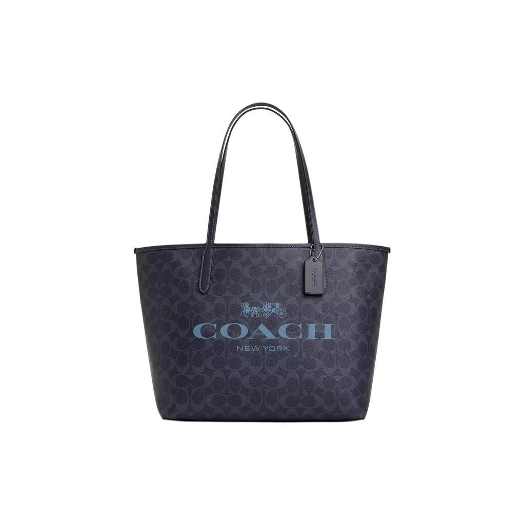 Coach City Canvas Magnetverschluss Logo Tragetasche Damen Tragetasche Mitternachtsblau CP074-SVN2V