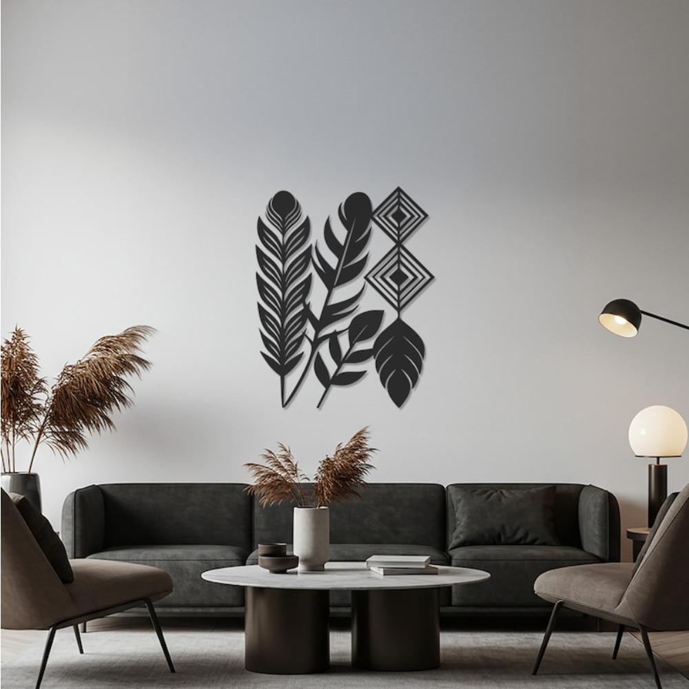 Wrought Iron Metal Wall Art Leaves Boho Botanical Sculpture Modern Minimalist Nature Inspired Decor for Living Room Bedroom Home Accent