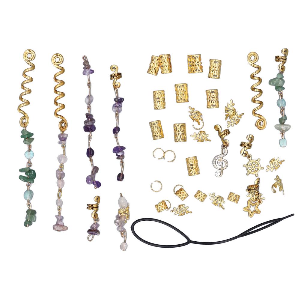 Hair Dreadlocks Rings Hair Braid Clips Alloy Braided Hair Accessory Set for Banquets Film Shows Wedd