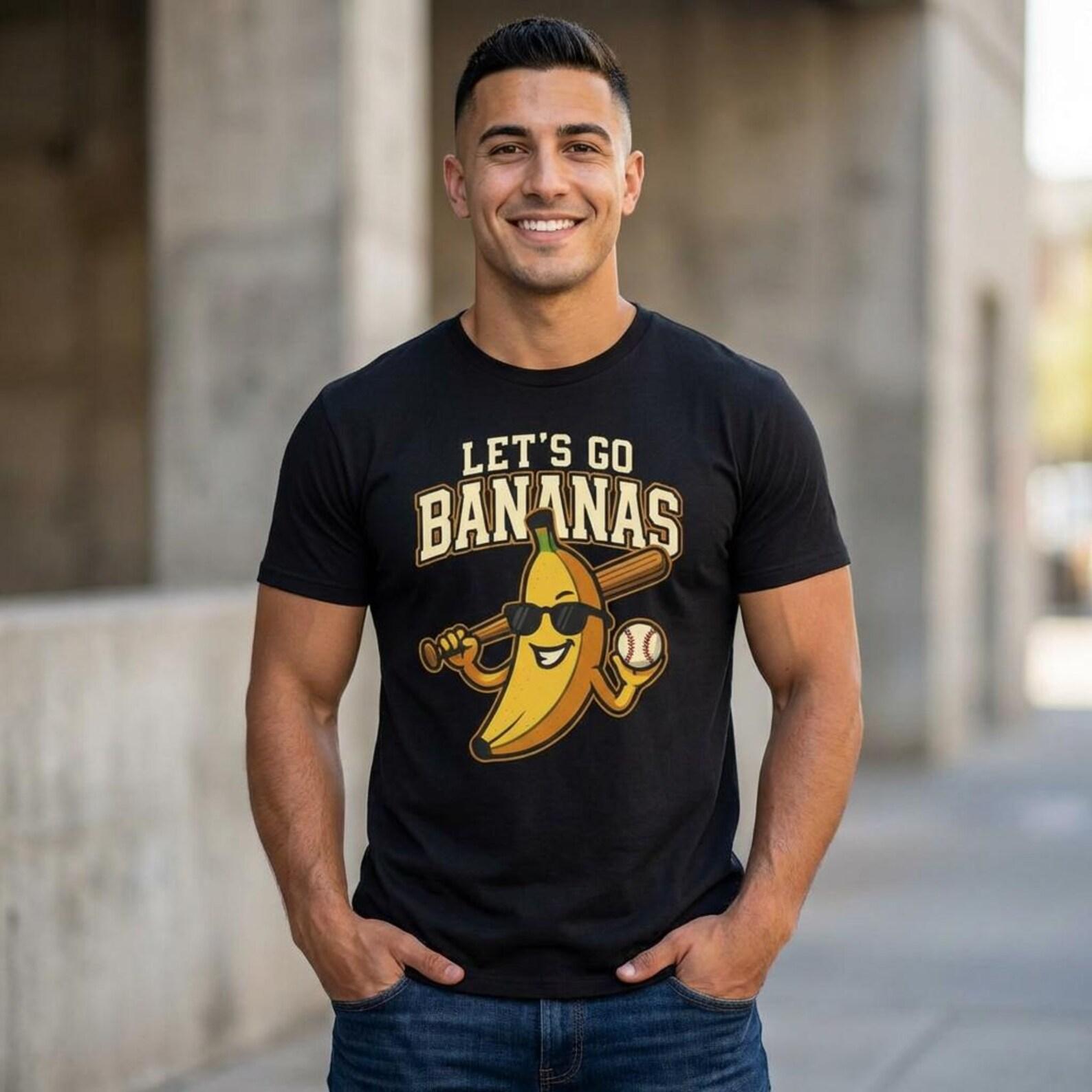 Lets Go Banana Retro T-Shirt; Funny Fruit Graphic Tee; Kids Men Women Humor Shirt 3XL
