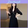 Embroidered Black Floral Long Sleeve Dress With V Neck For Spring Autumn Women