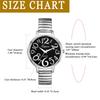 Women's Analog Watch with Large Numerals, Elastic Strap, One Size Fits Most, Simple and Stylish Quartz Watch, Silver, Fashion Accessory, Perfect Gift