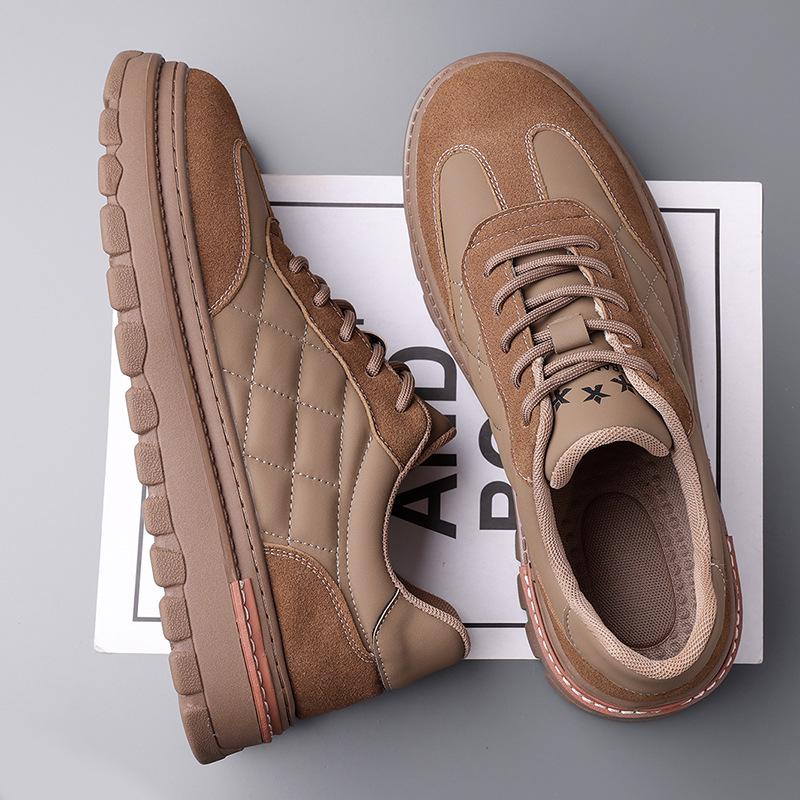 Autumn 2026 Punk Frosted Leather Lace-Up Casual Shoes - Thick-Soled Agam Style for Smaller Sizes