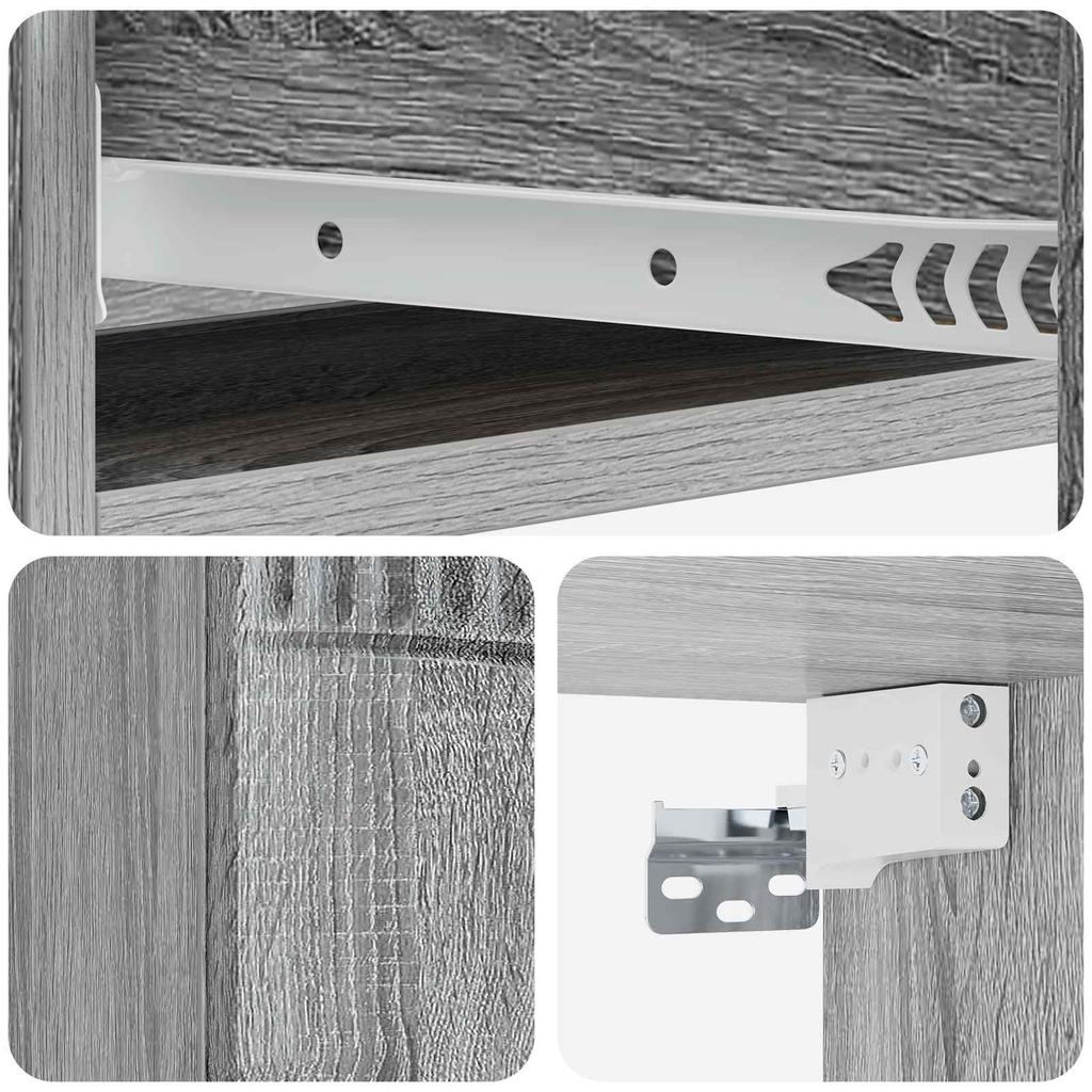 Wall Mounted Side Table Grey Sonoma 87.5 x 34.5 x 17 cm