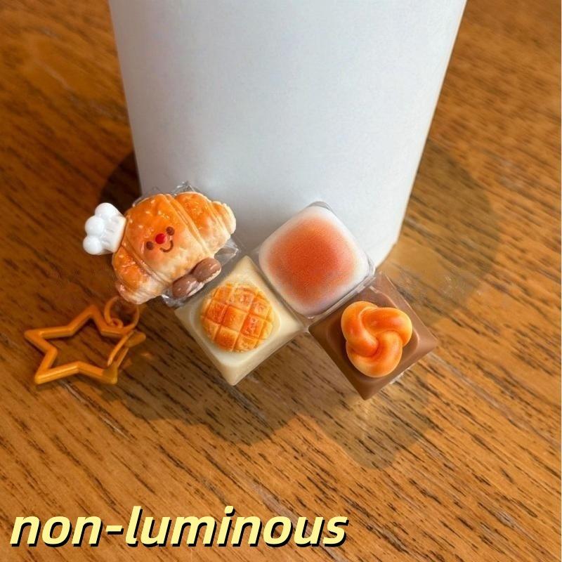 Funny Cute Bread Keycap Clicker Stress Relief Mini Fingertip Decompression Keychain for Teen Birthday Gifts