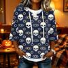 Women's Halloween Printed Hooded 3/4 Sleeve Casual Loose Fit Pullover