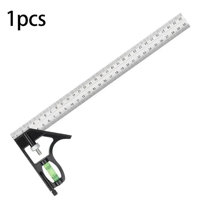 300mm Stainless Steel Angle Combination Square Ruler Mobile Horizontal Movable 45Degree Right Carpenter Woodworking Level Moving