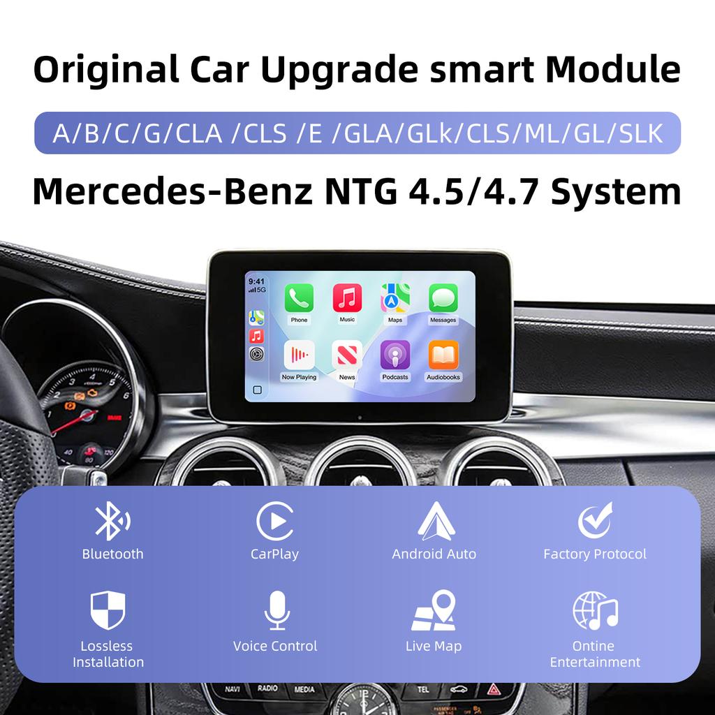 Ezonetronics Wireless CarPlay Android Auto Retrofit Kit Decoder Box for Mercedes Benz NTG 4.5 4.7 COMAND System 2011-2015