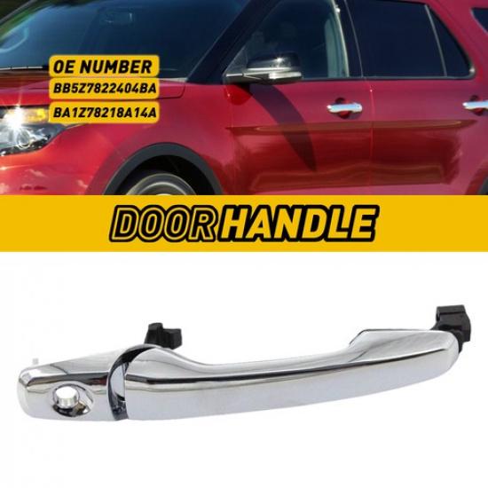 

Front Left Exterior Door Handle For 2011-2017 Ford Explorer Chrome with Key Hole