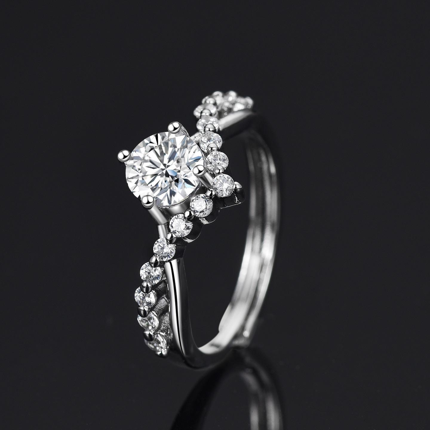S925 Silver-Plated Pave Diamond Twist Arm Ring - Elegant Women s Imitation Wedding Ring Adjustable