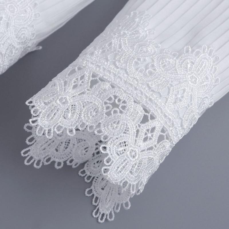 Embroidery Flower Wrist Cuffs Arm Sleeves Ruffled Design Multiuse Armwear Decorative Sleeves For Office Casual Outfit