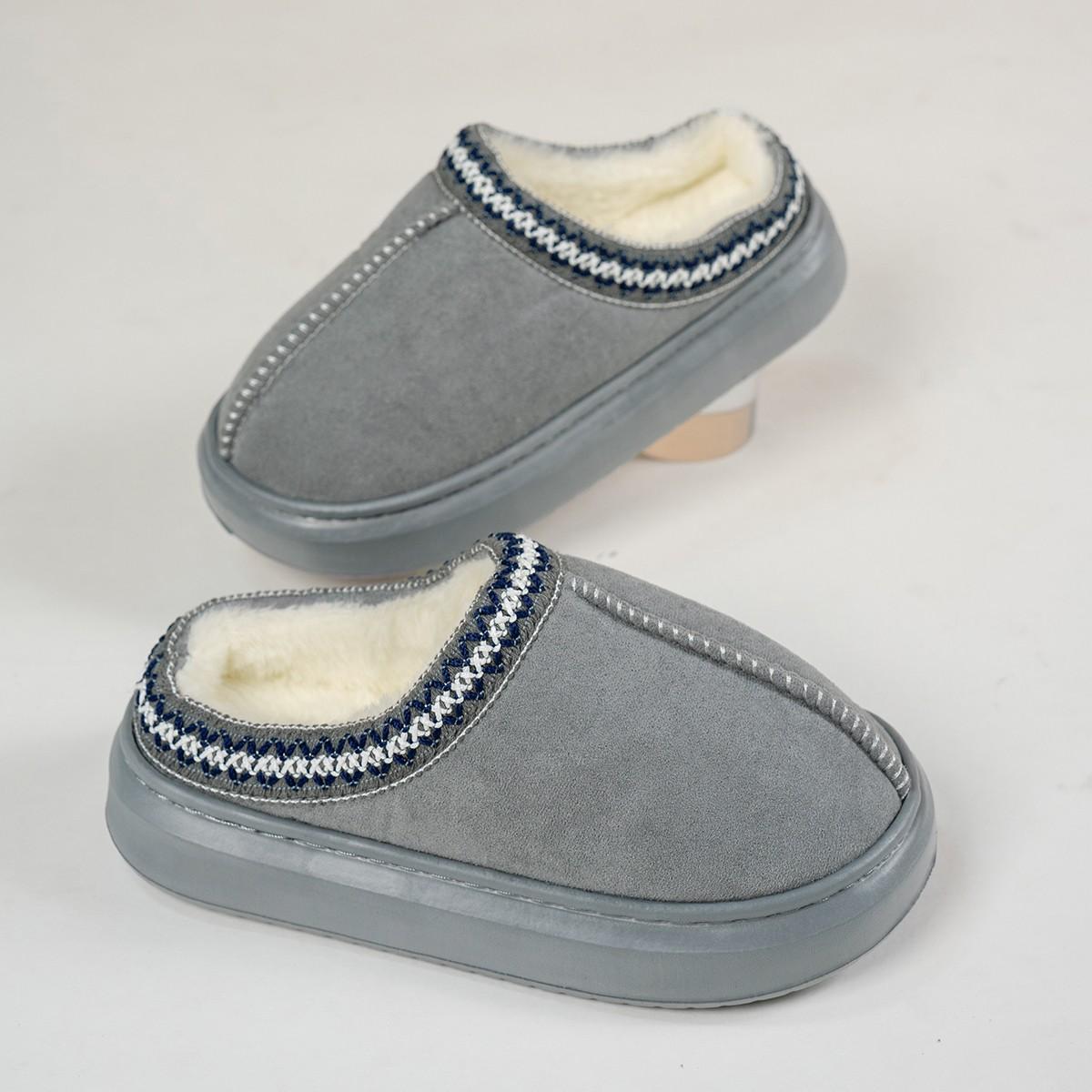 

Fashion Slippers cotton home cotton shoes winter couples thick soled home solid color warm cotton slippers with non-slip size 36-45 36-37 сірий колір