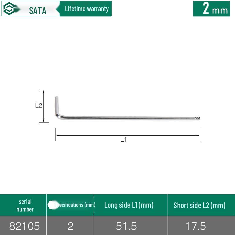 

SATA Hex Key L-Type Flat & Ball Head Metric Screwdriver, Sizes 82104-82119